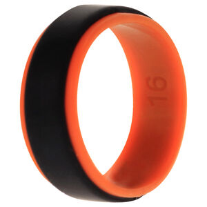 Silicone Wedding Step Ring - Orange-Black by ROQ for Men - 16 mm Ring